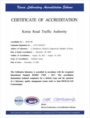 KOLAS Calibration Laboratory Accreditation Certificate KC05-198 (English)